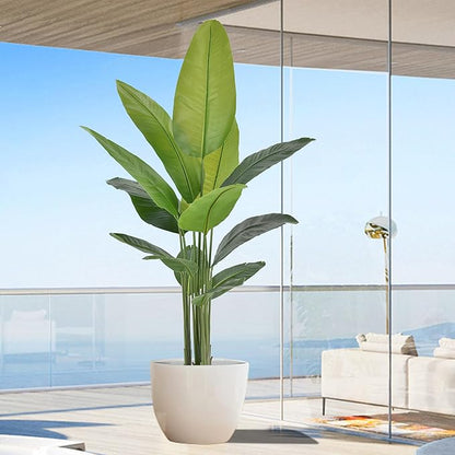 Artificial Bird of Paradise Plant 6Ft, Floor Silk Banana Leaf Plant with 13 Leaves, Faux Palm Tree with Plastic Pot for Indoor House Home Office Garden Modern Decoration