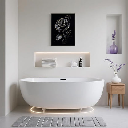Framed Bathroom Wall Art Prints Modern Black Wall Art Decor Black Gold Flowers Wall Art Decorations Artwork for Walls Wall Pictures for Bathroom Botanical Hallway Over Bed Wall Art Decor 12x16 Inchs