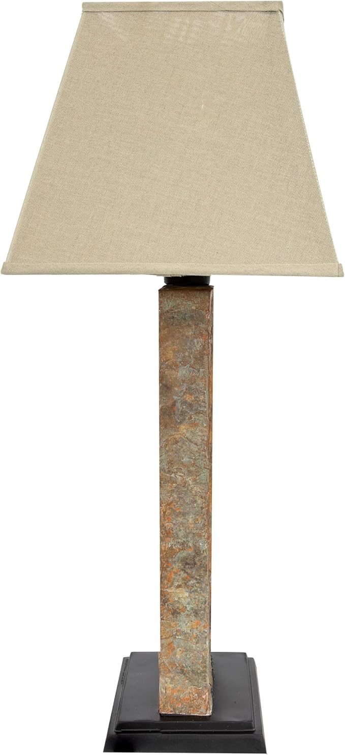 Sunnydaze Open Rectangle Side Table Lamp for Living Room - Slate Indoor or Outdoor Table Lamp - 31" H - Plug-in Electric