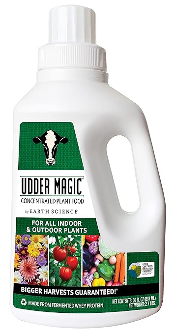 Earth Science Udder Magic Concentrated Plant Food for Indoor & Outdoor Plants— 30 oz—Nutrient Rich Fertilizer for Bigger Harvests & Blooms - Seed Starter for Vegetables, Flowers, Herbs, Succulents