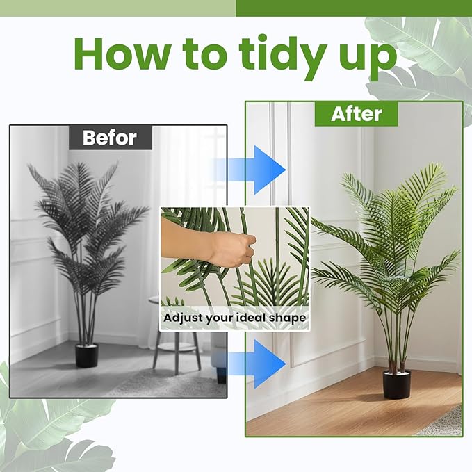 Artificial Palm Trees, 5FT Tall Faux Tree for Indoor and Outdoor, Artificial Plants with Basic Planter, Suitable for Home, Bathroom, Porch Outside Patio Decor