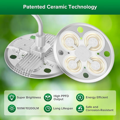 SANSI Grow Lights for Indoor Plants, 100W Full Spectrum Tall Plant Lights for Indoor Growing, 47"-70" Standing Grow Light with Remote Control 5 Level Dimmable 10200LM 8/12/14H Auto On/Off Timer