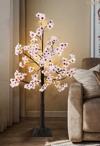 Uieke Cherry Blossom Tree, 6FT 96 Fairy Lights Artificial Lighted Tree for Home Inside Outdoor Spring Wedding Party Festival Decor, Warm White