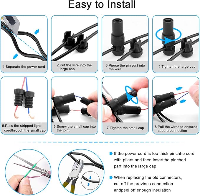 iCreating 30Pack Low Voltage Wire Connector AC 12V, Landscape Lighting Connectors Waterproof for 12/2 14/2 Gauge Low Voltage Wire Connectors for Outdoor Path Lights Spotlights In-Ground Lights