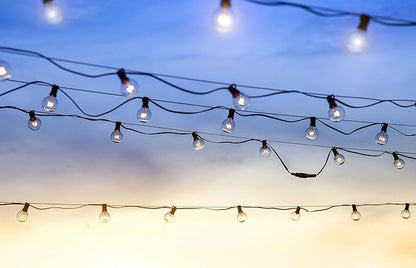 100FT Outdoor String Lights with 102 Shatterproof G40 LED Clear Globe Bulbs for Indoor/Outdoor, 2-Pack 50FT Connectable Hanging Lights for Party Decor