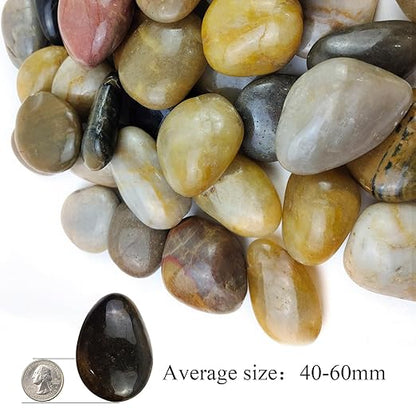10LB Mixed Color River Rocks - 2-3 inch High Polished Decorative Pebbles, Stones for Landscaping, Natural River Rocks for Outdoor Décor, Plants,Vase Filler,Fish Tank