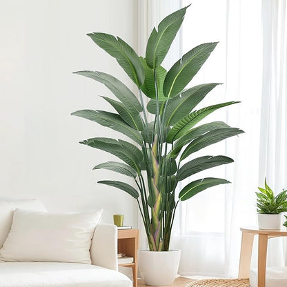 9FT Artificial Bird of Paradise Tree(108in) Tall Faux Plant with Large Trunks and Realistic 25 Leaves, Fake Tropical Floor Potted Artificial Plants for Home Office Indoor Decor (9feet,1Pack)