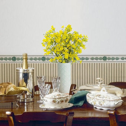 10 PCS Silk Flowers with Long Stems Artificial Flower for Tall Vase Outdoors Fake Babys Breath Bouquet Faux Floral Wedding Party Decoration Home Indoor Table Centerpiece Decor (Yellow)