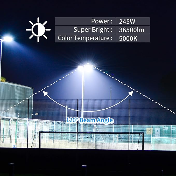 245W 4Pack LED Flood Light Outdoor, Stadium Light, Floodlight, Heavy-Duty-245W-Waterproof IP66-36500 Lumen-UL applied in gardens, factoriescourt, stadiums, yard, Warehouse,squares, and any arena