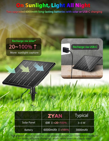 ZYAN Solar Color Changing Outdoor Spotlights with Remote, IP65 Waterproof RGB Landscape Lighting for Garden Yard Path 8 Pack (2x4Pack)