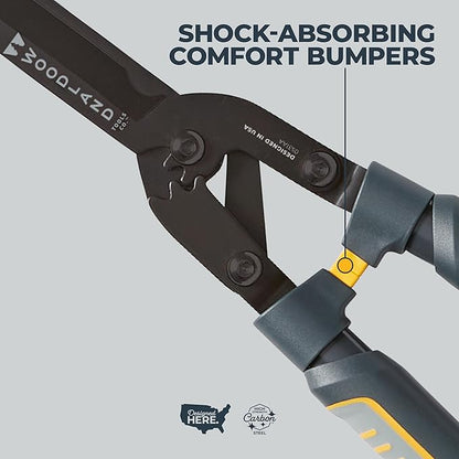 Woodland Tools Super Duty Hedge Shears, 23 Inch Manual Hedge Clippers with 10 Inch Gear-Assist Blades, Power Notch, and Non Stick Coating, Heavy Duty Trimmer for Thick Shrubs and Hedges