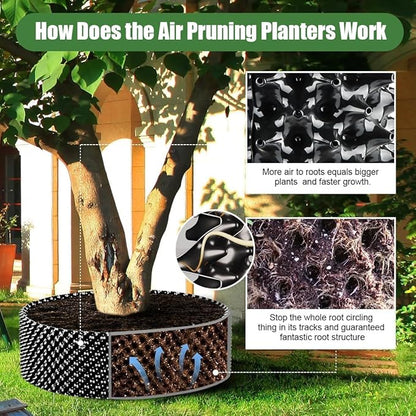 40 Gallon Air Pruning Planters, Sturdy Plastic Roots Control Planter Container for Tree Grow Outdoor, Garden Self-Planting Planters, Size 24"x24", Black, 2P