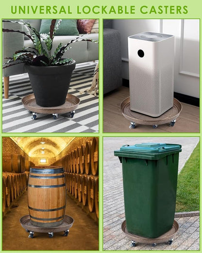 PACETAP 2Pack 20'' Extra Large Plant Stand with Lockable Wheels, Heavy-Duty Metal Plant Caddy with Casters for Indoor and Outdoor