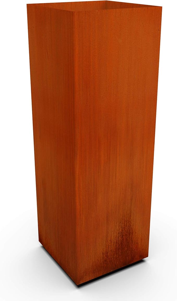 Plantercraft Corten Steel Planter Tall Cube Garden Box Metal Outdoor Heavy Duty | Made in USA | Fully Assembled | Commercial Residential