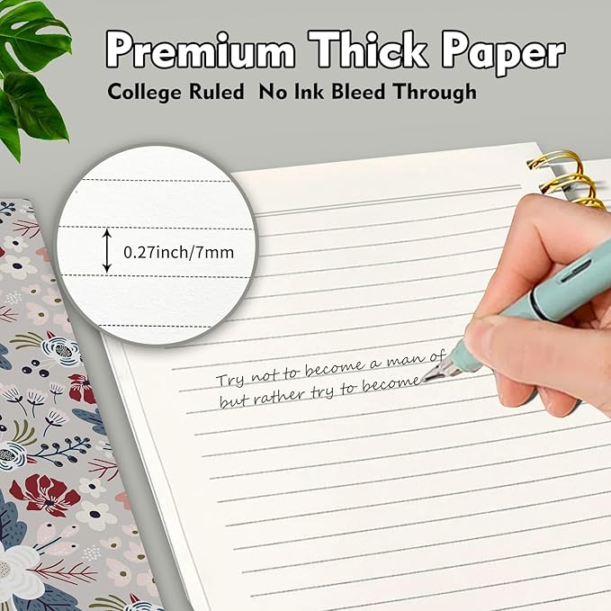 Cute Spiral Journal Notebook,Binding with Premium Paper for Girl Women,Cool Funny 120 Pages,100gsm A5 College Ruled NotebookJournal,Perfect for Gifts Nurse Teacher Women(Cute Grey Flower)