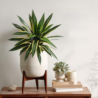 Artificial Agave Plant Fake Agave Planters for Indoor Outdoor Faux Agave Plants Real Touch Realistic Greenery for Home Living Room Office Bathroom Garden Front Porch Patio Decor (17inch-2 Pcs Yellow)