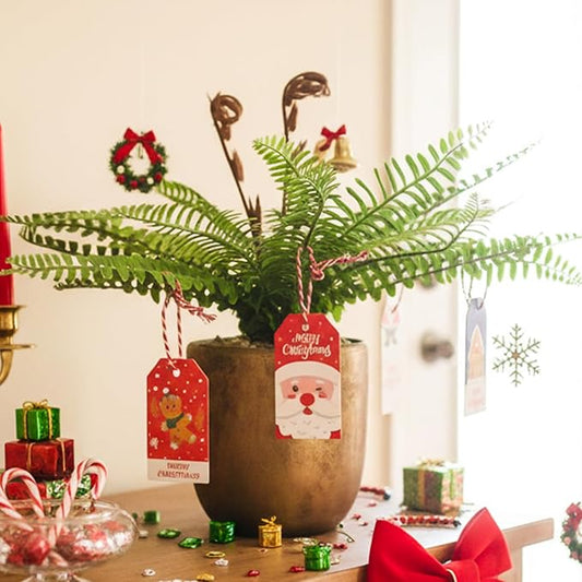 Artificial 21 Fronds Boston Ferns with Pot for Home and Outdoor Decor, Large Faux Fern Plants Decoration for Office & Living Room, Patio, Garden, Suitable for Christmas Decor (Golden Pot)