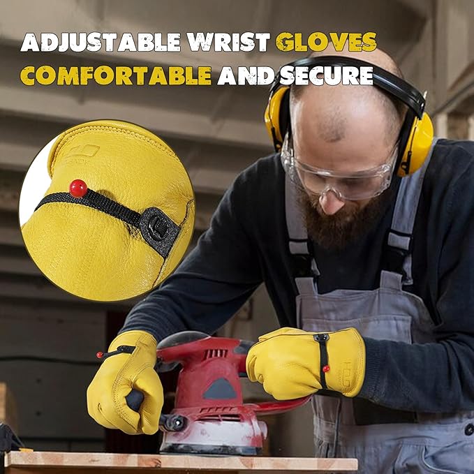 HLDD HANDLANDY Winter Work Gloves, Insulated Leather Work Glove with Abrasion Protection & Thinsulate Lining for Cold Weather