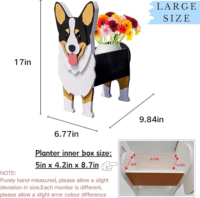 Concepts Welsh Corgi Dog Planter Plant Pots,Cute Large Dog Flower Planter,Gifts for Pet Lovers,Unique Animal Plant Pots,Office,Indoor Outdoor Garden Decor(9.84 * 6.77 * 17in)