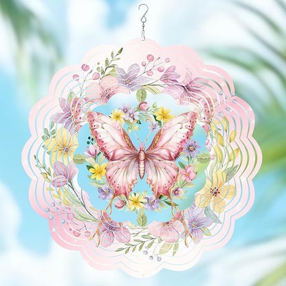 Butterfly Wind Spinners Outdoor, Birthday Gifts for Women Wife Mom, Butterfly Hanging Wind Sculptures Spinners for Christmas, 12 inch Outdoor Indoor Hanging Ornament for Garden Backyard Lawn