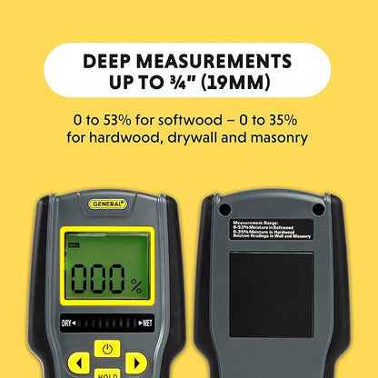 General Tools Digital Moisture Meter MMD7NP - Humidity Sensor- Pinless and Non-Invasive