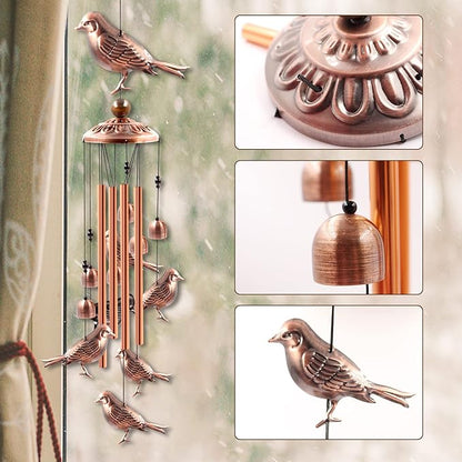 Wind Chimes Outdoor Clearance, Ukulork Birds Aluminum Tube Windchime with S Hook,Patio Garden Decor, Housewarming Gift.