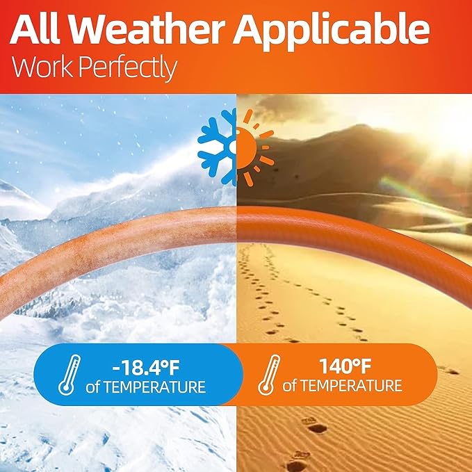 SPECILITE Garden Water Hose 10 ft x 5/8 in, Heavy Duty Leader Pipe Extension, Flexible, Lightweight Kink-less,Hybrid Rubber, with 3/4" Brass Fittings, Orange