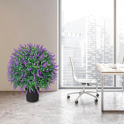 WAYNHUI Tall Artificial Lavender/Rose Topiary Ball Tree Set of 2 Pack Potted Bushes UV Resistant Potted Plants for Indoor Outdoor Home Garden (Lavender)