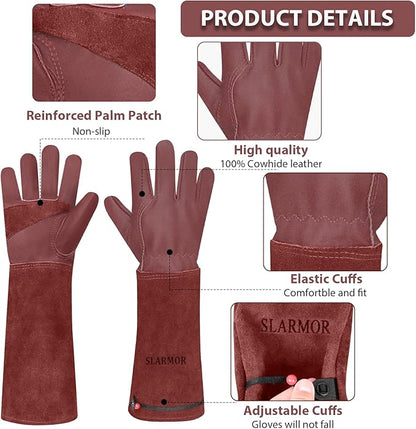 Long Gardening-Gloves Women/Men-Thorn proof Rose Pruning Heavy Duty Gauntlet, Best Garden Gifts for Gardener-M