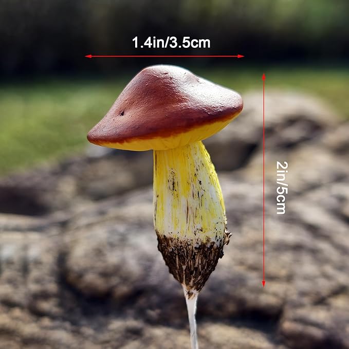 5-Pack Handmade Clay Mushrooms Miniature Fairy Garden Decor - DIY Mini Mushrooms for Terrariums Potted Plant Holiday Ornaments & Desktop Decorations