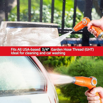 YAMATIC Garden Hose Nozzle with High Pressure Jet, Water Spray Nozzle with Thumb Control On Off Valve for Watering Garden, Washing Cars, and Showering Pets - ABS Comfortable Anti-slip Grip, 2PCS