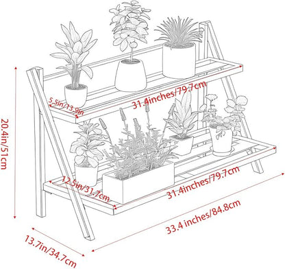 Deluxe 2-Tier Aluminum Plant Stand Indoor/Outdoor, Weather-Resistant Flower Pot Rack, Stylish & Lightweight Plant Stands for Garden, Balcony & Living Room