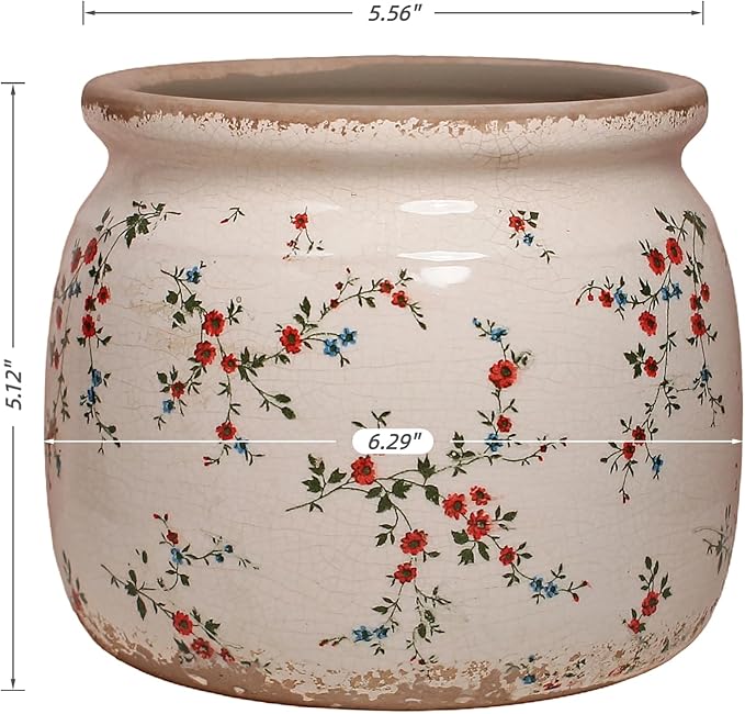 Ceramic Planters for Indoor Plants, Plant Pots with Drainage Hole, 6.29in. Flower Pots for Indoor Plants, Vintage Planters & Succulent Pots, Christmas Vase & Planters, Tiny Red