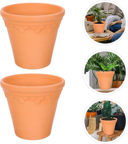 TIDTALEO 2pcs Terracotta Flower Pots with Drainage Rustic Garden Planters for Indoor Outdoor Plants Lightweight Clay Planting Pots for Succulents Seedlings and Home Decor
