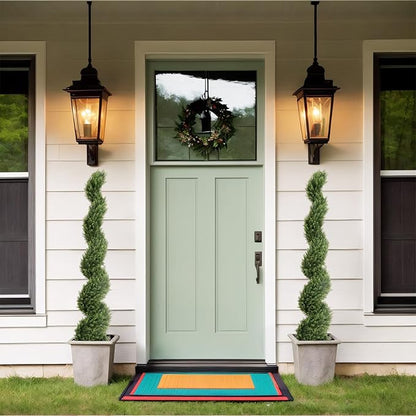 THE BLOOM TIMES 5ft Artificial Topiary Trees Set of 2, Faux Cedar Cypress Spiral Topiary Trees Outdoor - Fake Plants for Garden Front Porch Indoor Outside Planter Decor 5 Foot