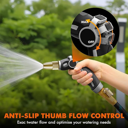 RESTMO High Pressure Hose Nozzle Sprayer, Heavy Duty Brass Head, Metal Water Hose Nozzle for Car Washing, Garden Cleaning, Lawn and Plant Watering, 4 Spray Patterns, Silver