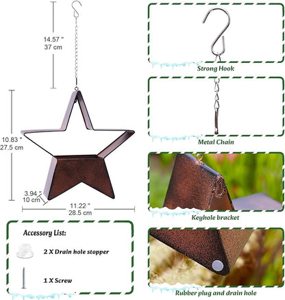 Metal Plant Hangers Indoor and Outdoor: Christmas Birthday Gifts for Women Mom Wife Garden Lovers - Star Shape Hanging Planters Perfect for Window Wall Living Room Office Decor(Rustic)