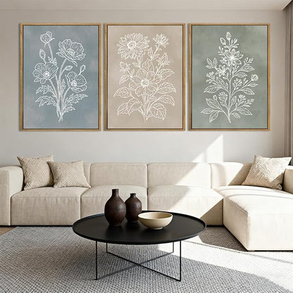 Anyzal Botanical Farmhouse Wall Art Floral Painting Boho Plant Artwork for Living Room Bedroom Dining Room 12x16 Inch Set of 3