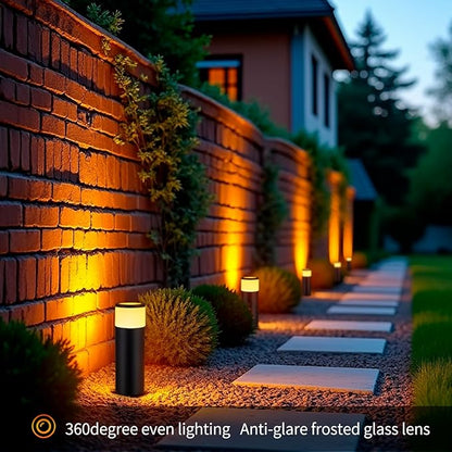 5CCT Low Voltage Bollard Pathway Lights, 4.5W 320LM 12-24V AC/DC Aluminum Waterproof Outdoor Landscape Cylinder Path Light, Glass head 4FT Corded with IP65 Wire Nuts, 4Pack 1800/2200/2700/4000/5000K