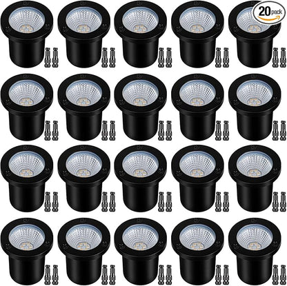 Low Voltage Landscape Lights Well Lights Landscape LED in Ground Light IP67 Waterproof Outdoor Landscape Lighting with Connectors for Pathway Garden Yard Fence Deck (Cool White 5000K)