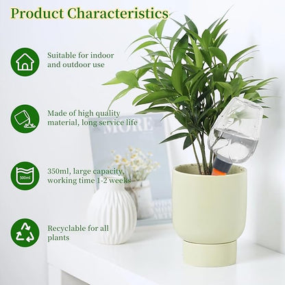 3pcs Plant Self Watering Globes, Plastic Water Bulbs Top Fill, 12.3 oz Plant Watering Devices System Slow Release Terracotta, Water Spikes Stakes for Indoor (Clear-3pack)