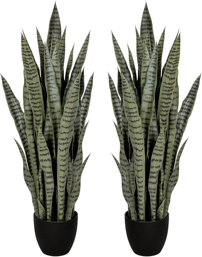 2 Pack 3FT Sansevieria Artificial Silk Tree, Fake Snake Plant, Faux Agave Potted Plants for Indoor and Outdoor Home Office Décor
