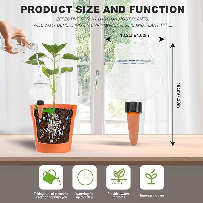 3Pcs Frog Plant Self Watering Globes for Indoor and Outdoor Plastic Water Bulbs Top Fill Plant Watering Globes Slow Release Terracotta Plant Watering Devices System for Plants, Clear