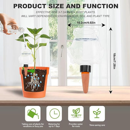 3Pcs Frog Plant Self Watering Globes for Indoor and Outdoor Plastic Water Bulbs Top Fill Plant Watering Globes Slow Release Terracotta Plant Watering Devices System for Plants, Clear