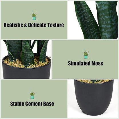 Goplus Fake Snake Plant, 36" Tall Artificial Potted Floor Plant, Large Faux Sansevieria Plant with 6'' Pot and 20pcs Leaves for Living Room House Modern Office Indoor Decor