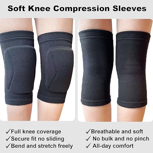 Volleyball Knee Pads for Men Women Sports, Soft Knee Sleeve with Collison Avoidance Foam Pad for Basketball Football Baceball Soccer, Elastic Kneeling Pad for Dance Yoga MMA Muay Thai for Christmas, Black M (1 Pair)