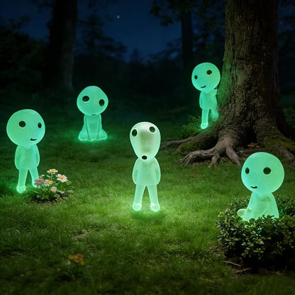 5 Pcs Luminous Tree Elves Spirit Gardening Mononoke Potted Decoration Micro Princess Landscape Figures Ornament , Fairy Garden Accessories, Plant Accessories, Halloween Decorations - Green.