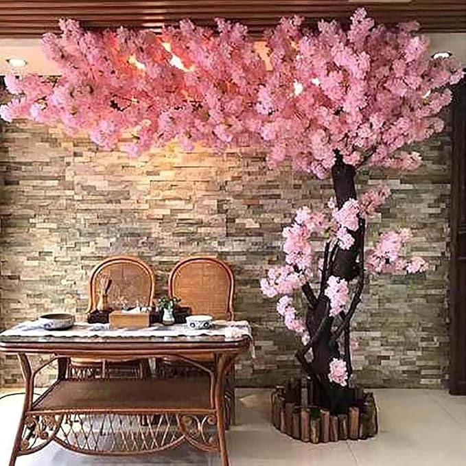 Cherry Blossom Tree Wishing Tree Handmade Shopping Wedding Party Indoor and Outdoor Decoration Artificial Cherry Blossom Tree (8.2ftX6.5ft)
