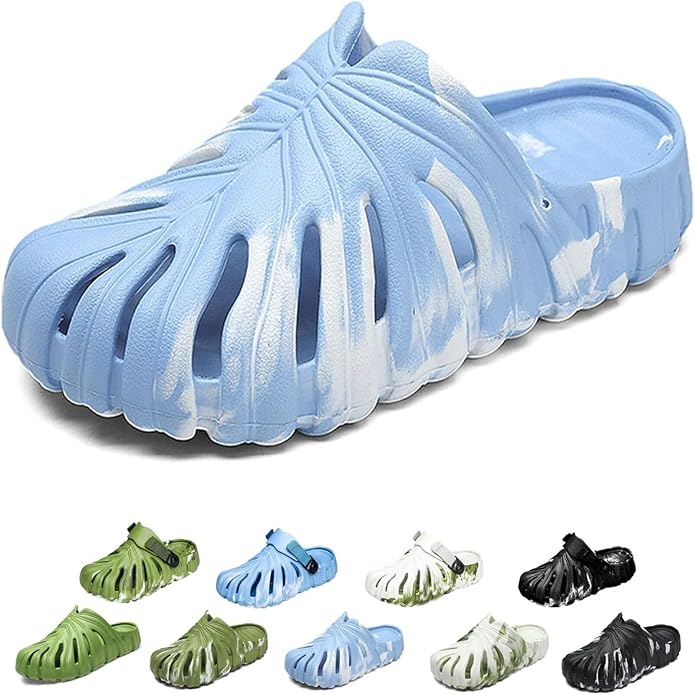 Variegated Monstera Shoes for Women and Men, Monstera Leaf Pattern Slippers Summer, Anti-Slip Soft Plant Print Slides
