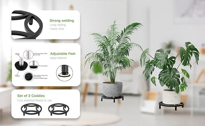 Zhongma 2 Pack 11.8" Sturdy Potted Plant Stand Flower Pot Holder Heavy Duty Construction, Low Plant Stand for Home Indoor and Outdoor, Sturdy plant riser and saucer without Installation Required